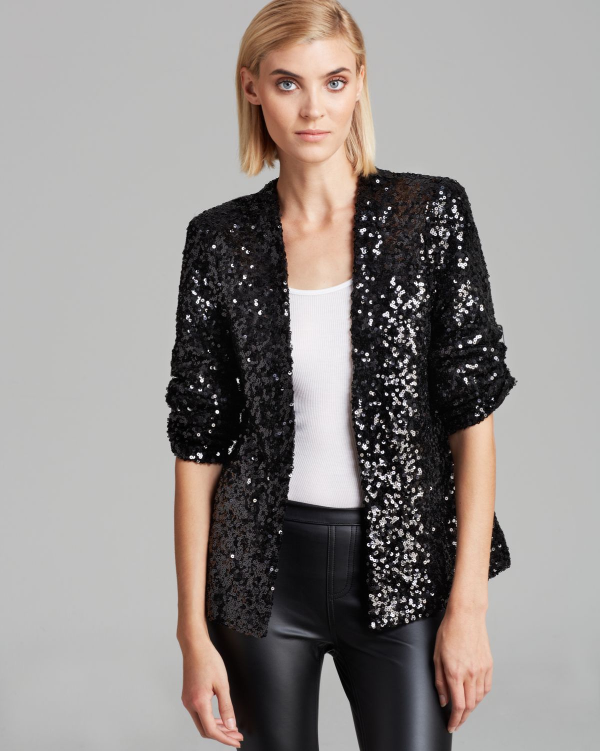 Lyst - French Connection Jacket Spectacular Sequin in Black
