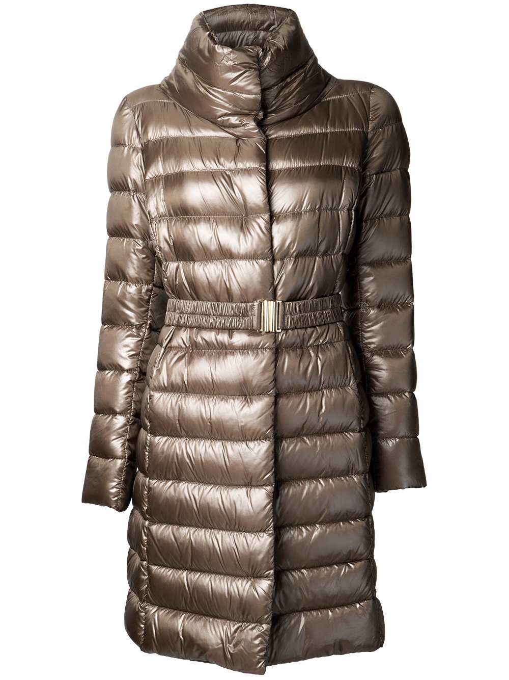 Herno High Collar Puffer Coat in Natural | Lyst