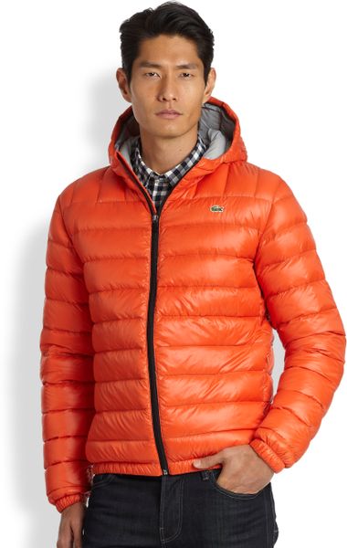 Lacoste Downfilled Jacket in Orange for Men | Lyst
