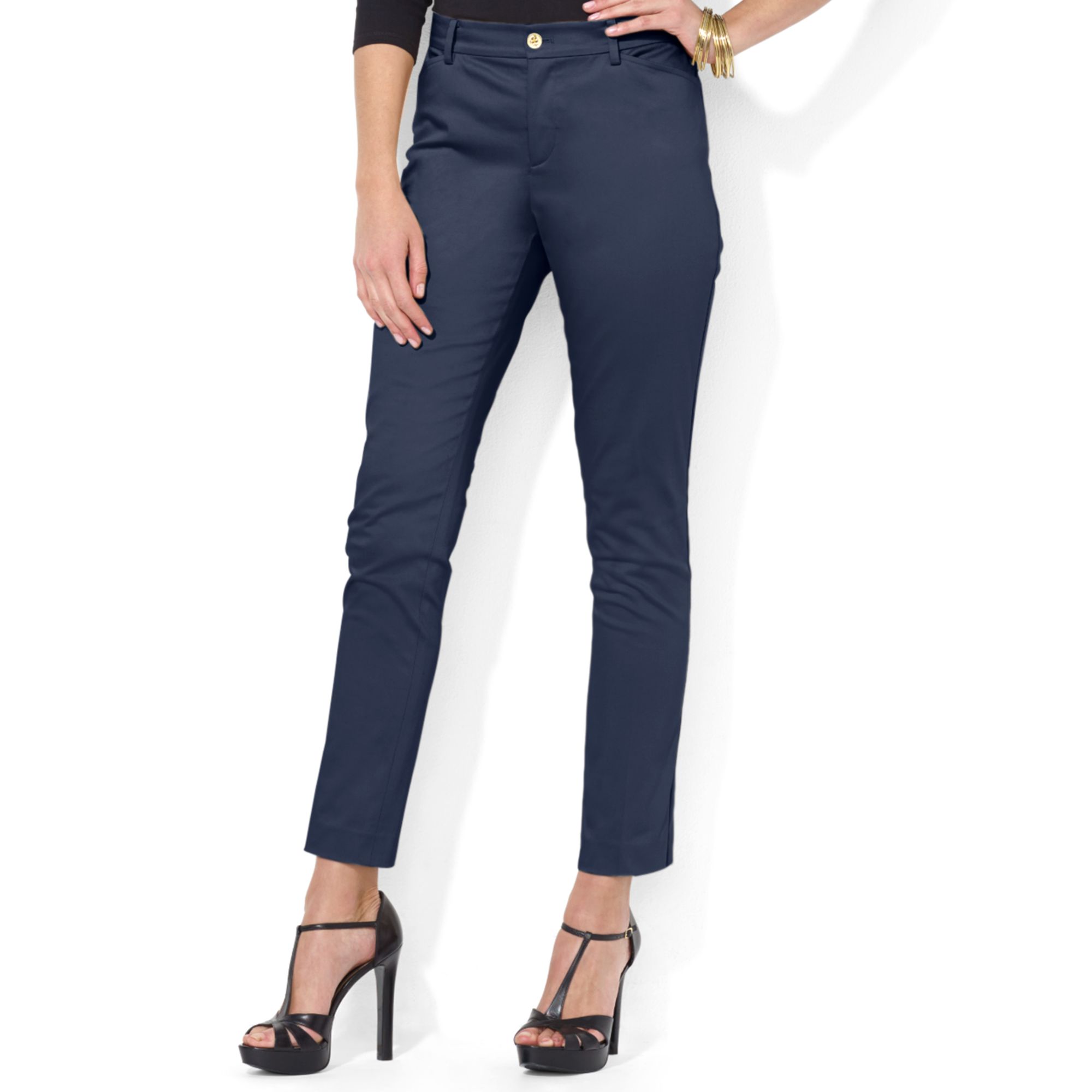 Lauren By Ralph Lauren Petite Straightleg Sateen Dress Pants in Blue ...