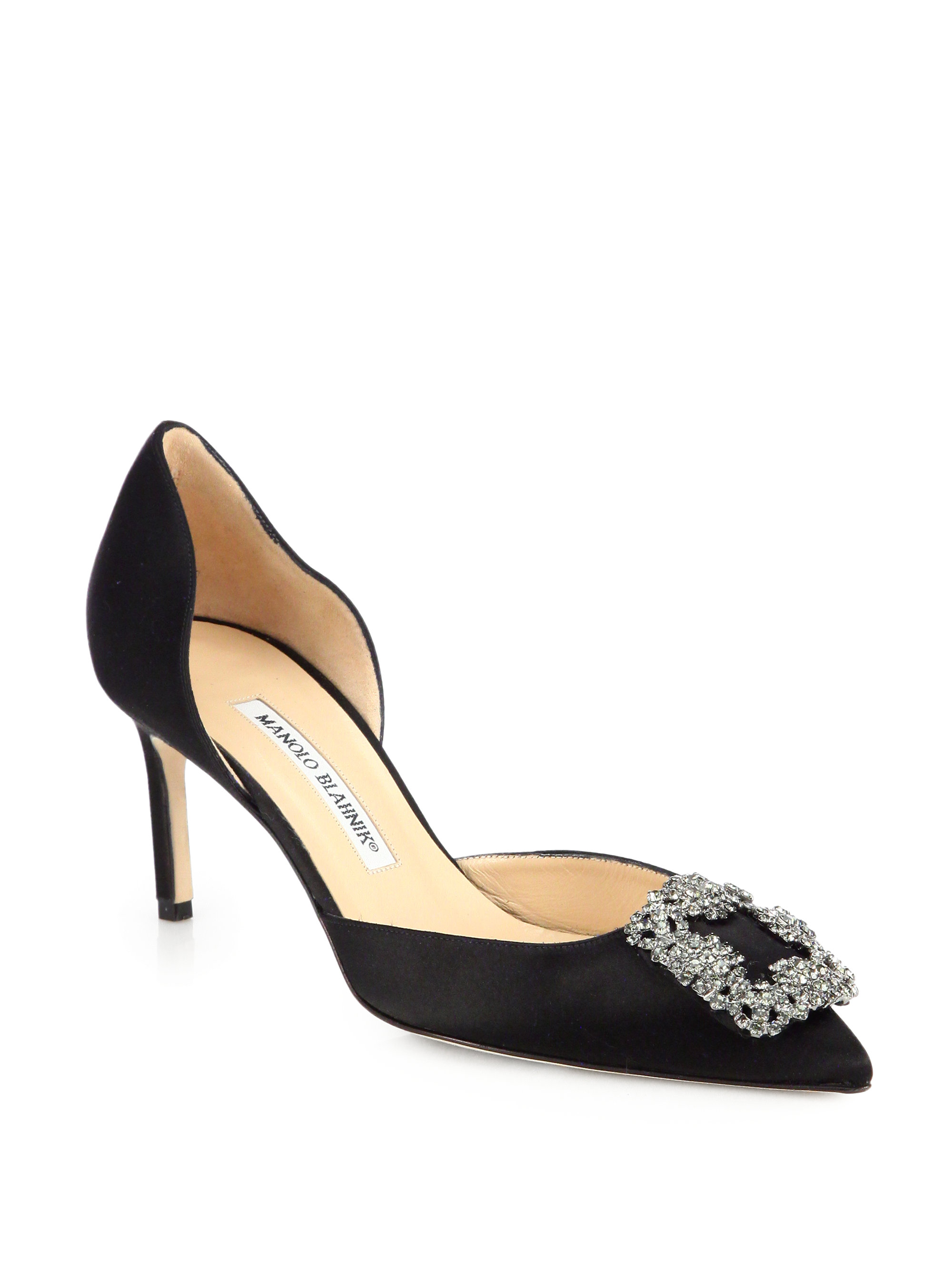Lyst - Manolo Blahnik Hangisido 70 Satin D'orsay Pumps in Black