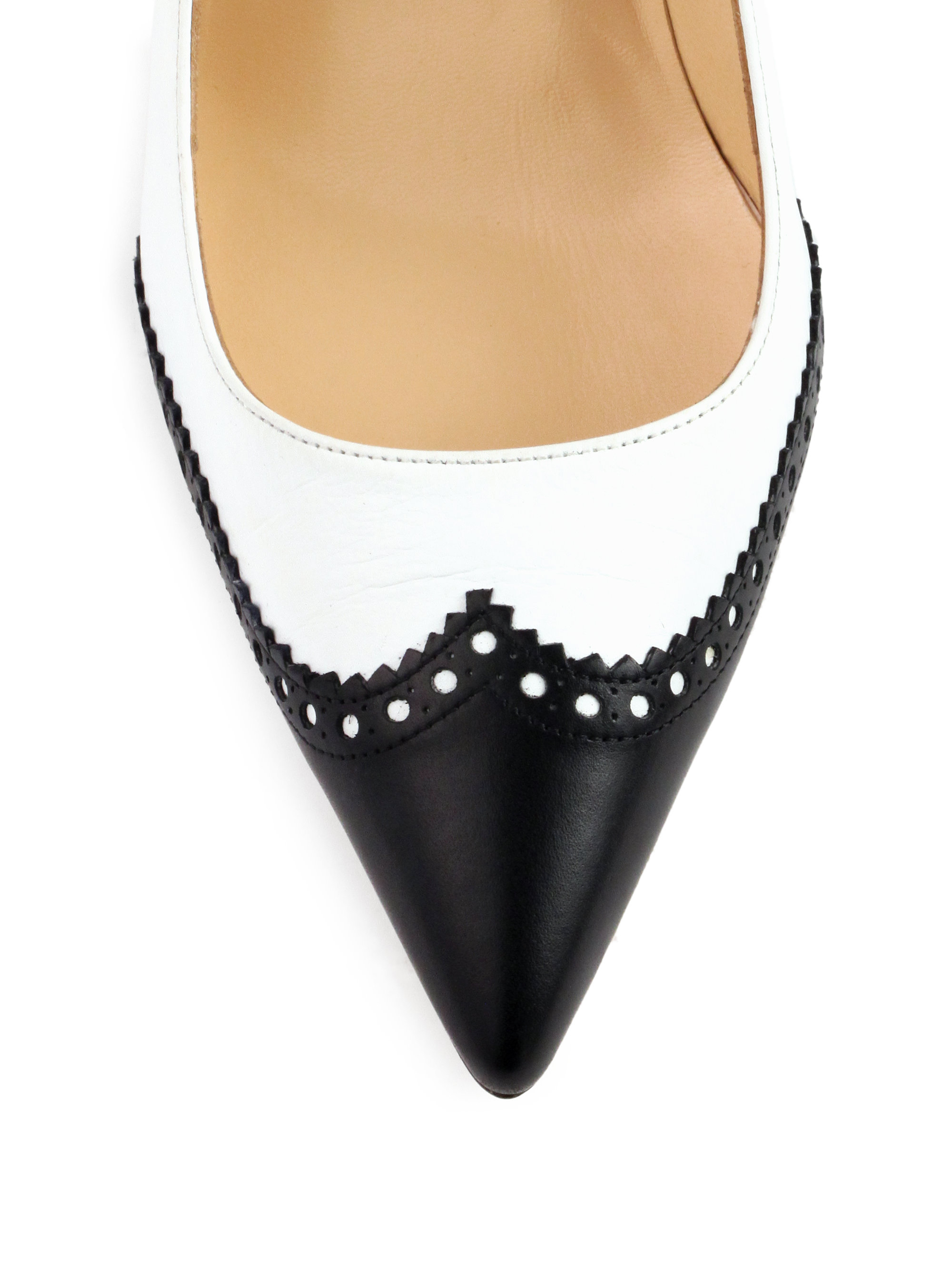 Lyst Manolo Blahnik Ancor Spectator Leather Pumps in White