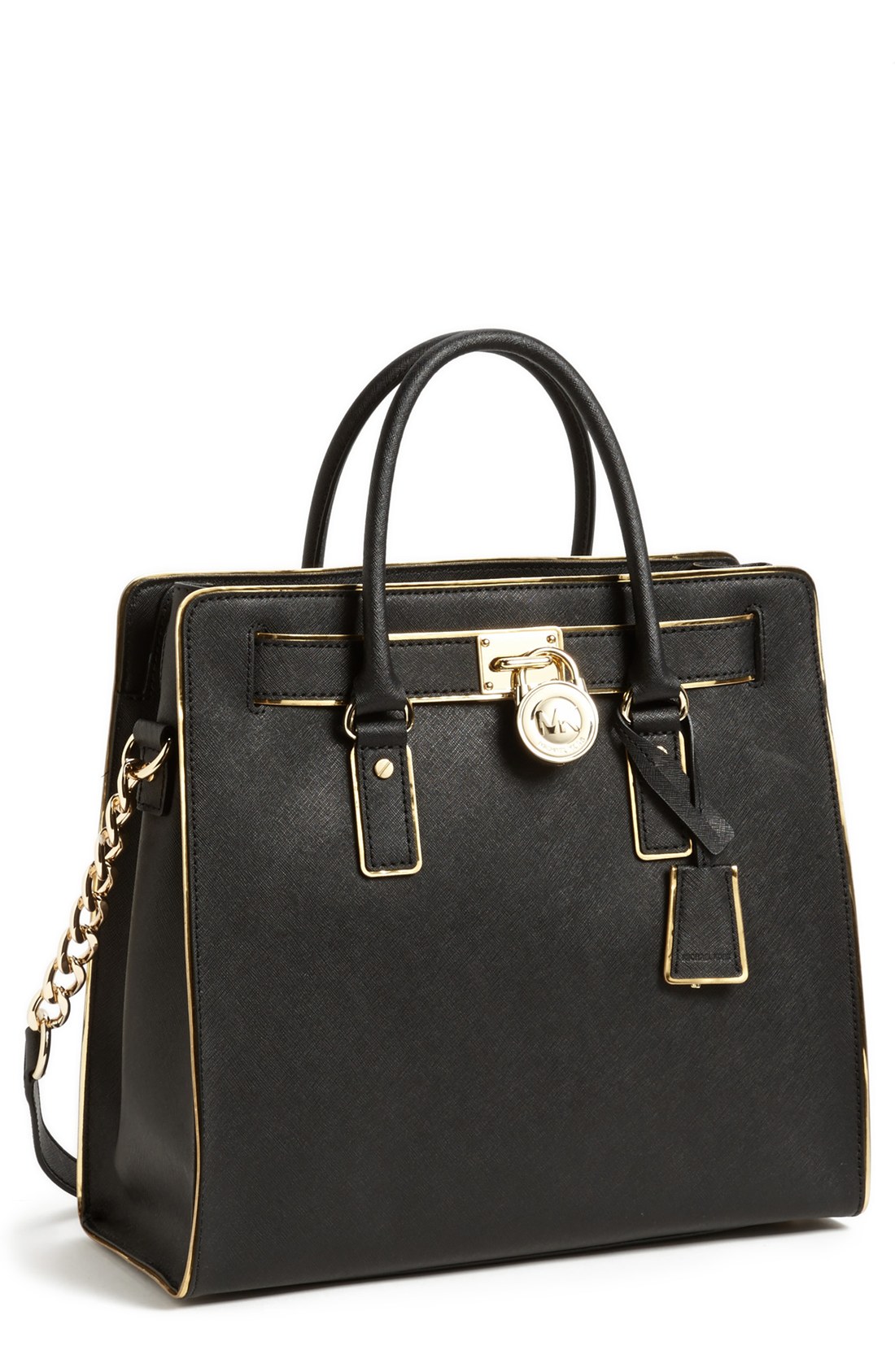 Michael michael kors Hamilton Large Leather Tote in Black | Lyst