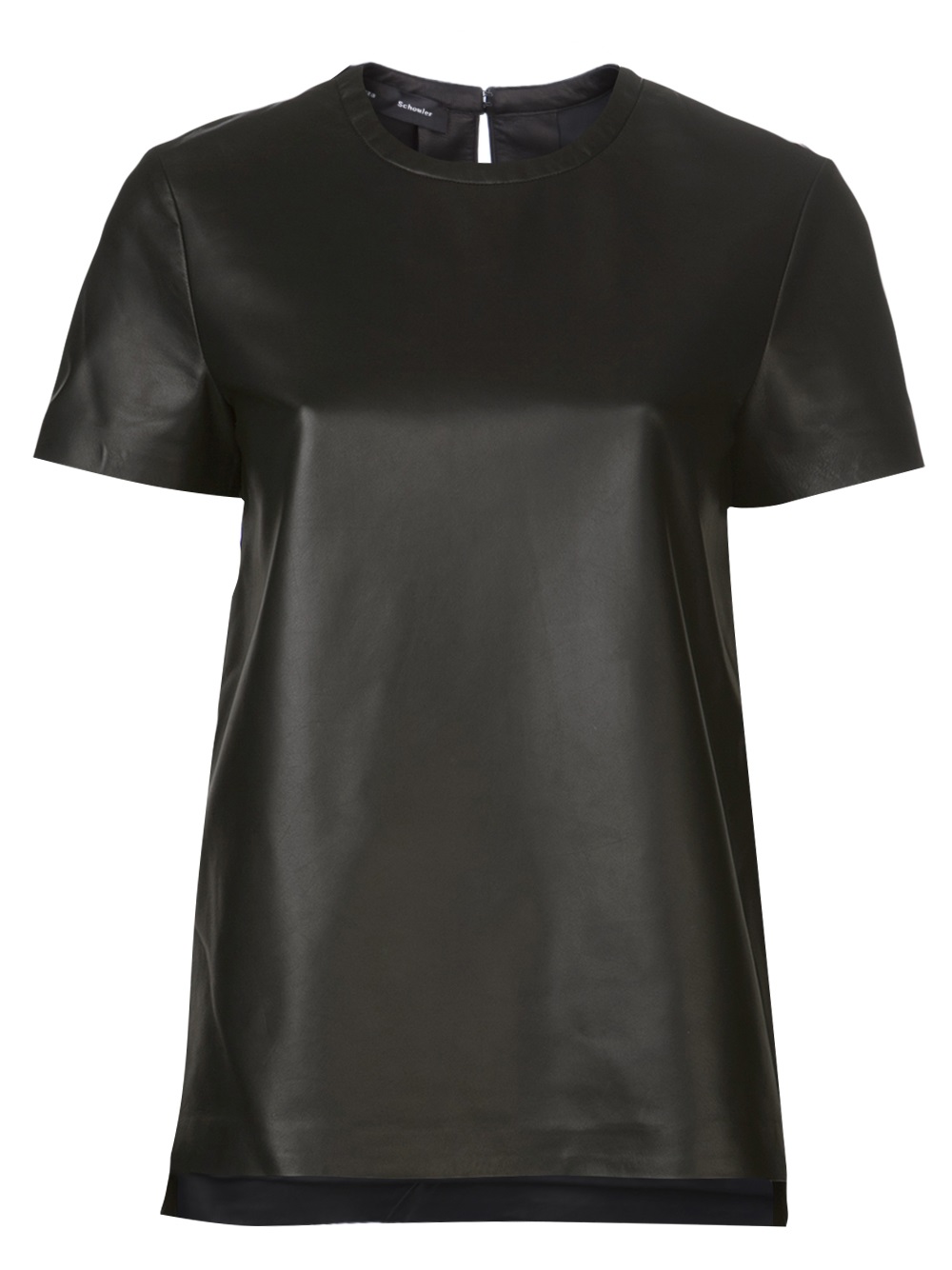 Proenza Schouler Leather Short Sleeve Tshirt in Black | Lyst