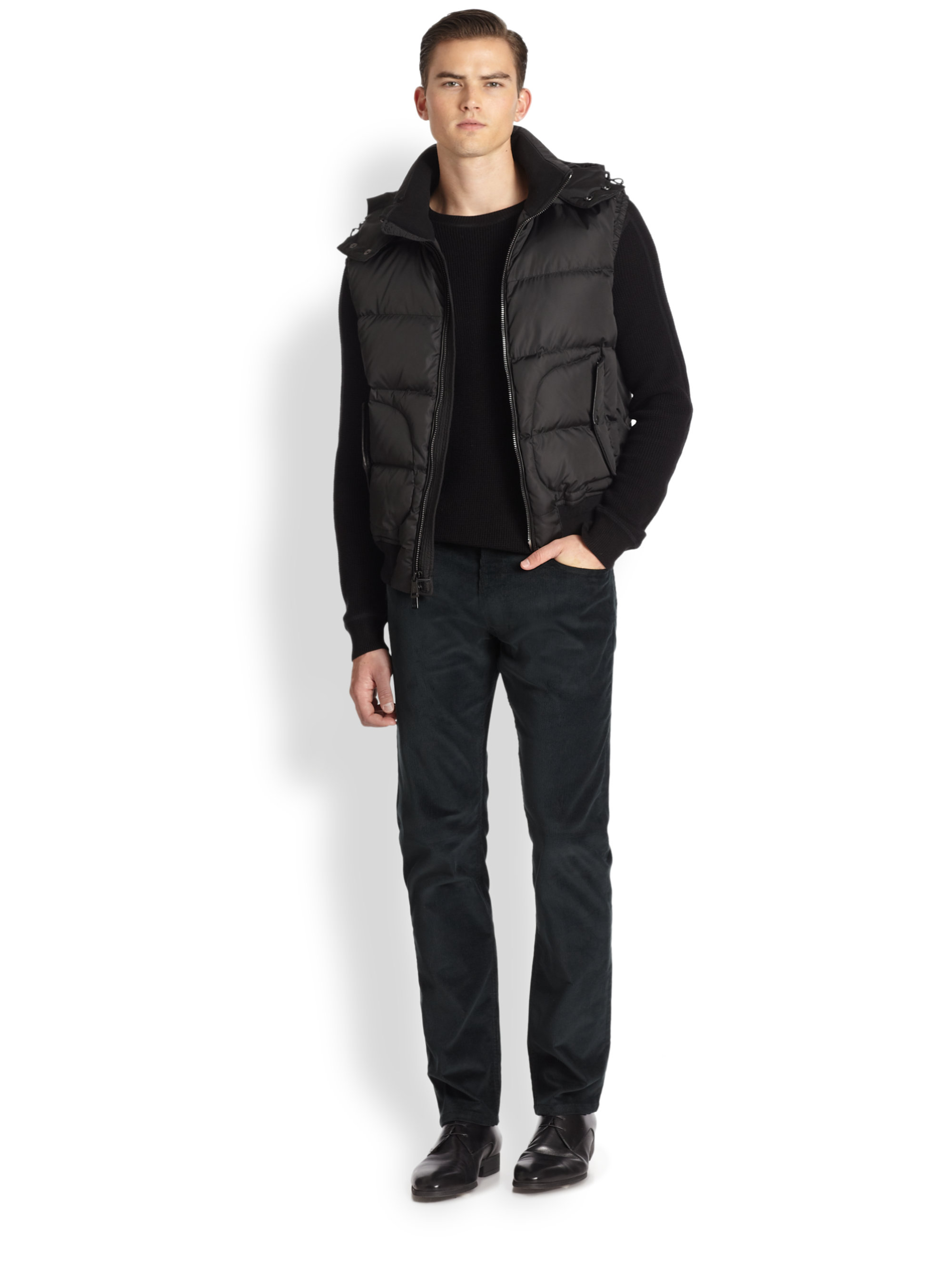 Ralph lauren black label Hooded Puffer Vest in Black for Men Lyst