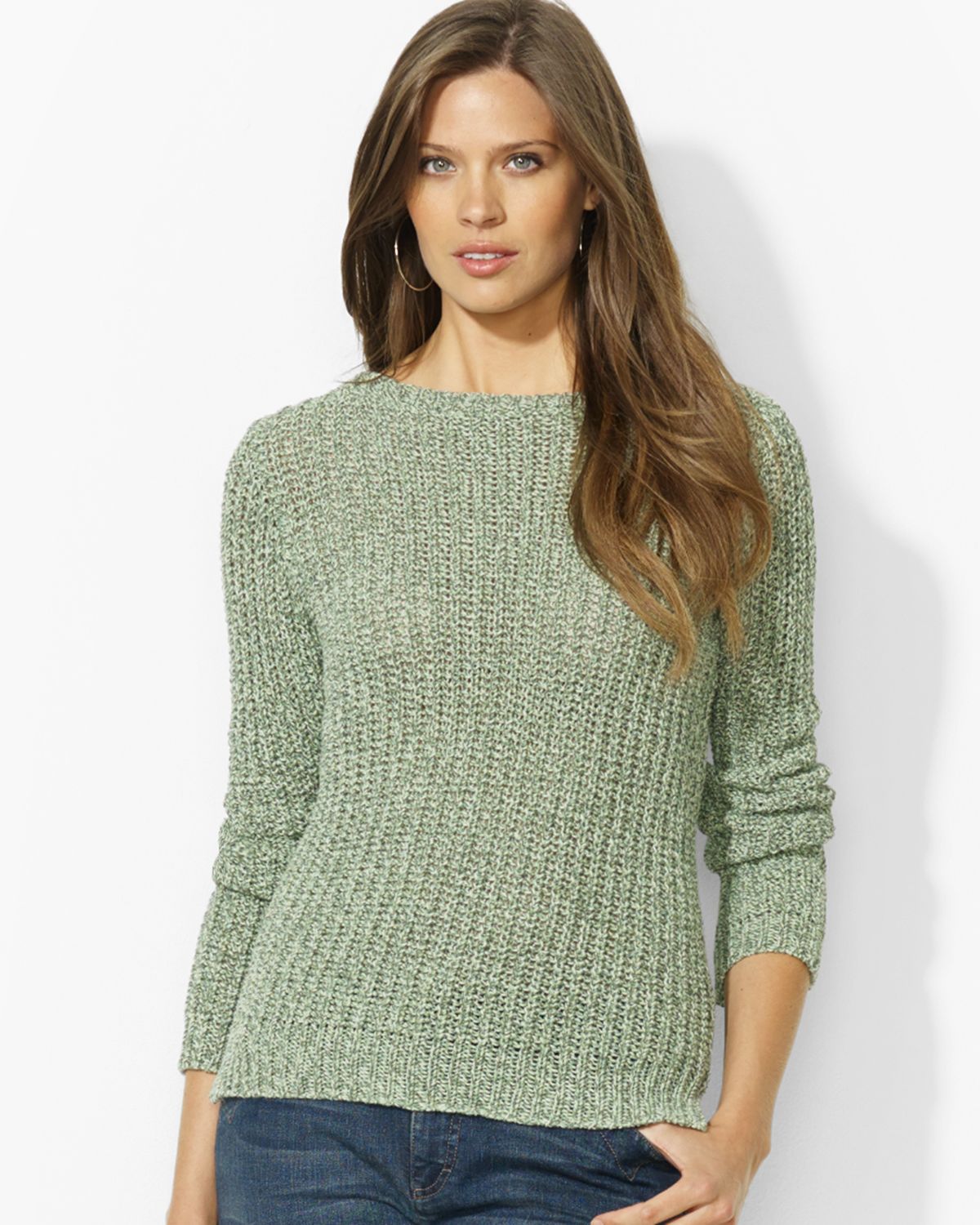 Ralph Lauren Bateau Neck Sweater in Green (Fern Green Multi) | Lyst