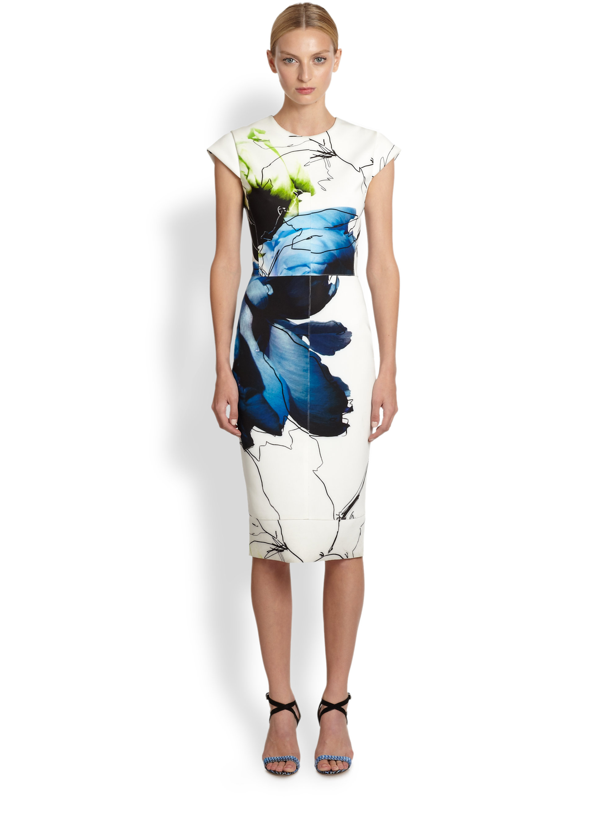Reed krakoff Floral Collage Scuba Jersey Dress in White Lyst