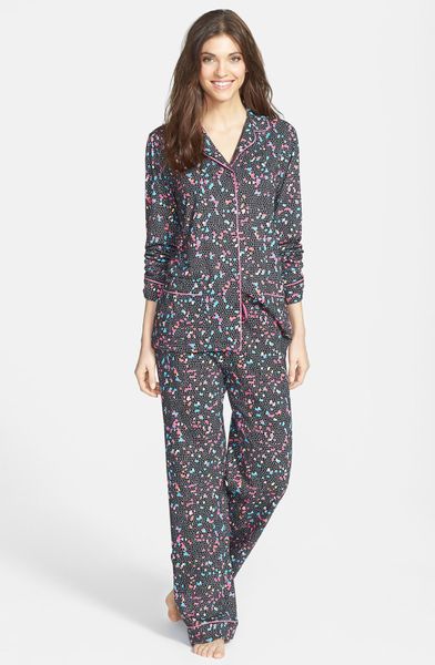 Dkny Top Notch Folded Knit Pajamas in Multicolor (Black Geometric) | Lyst