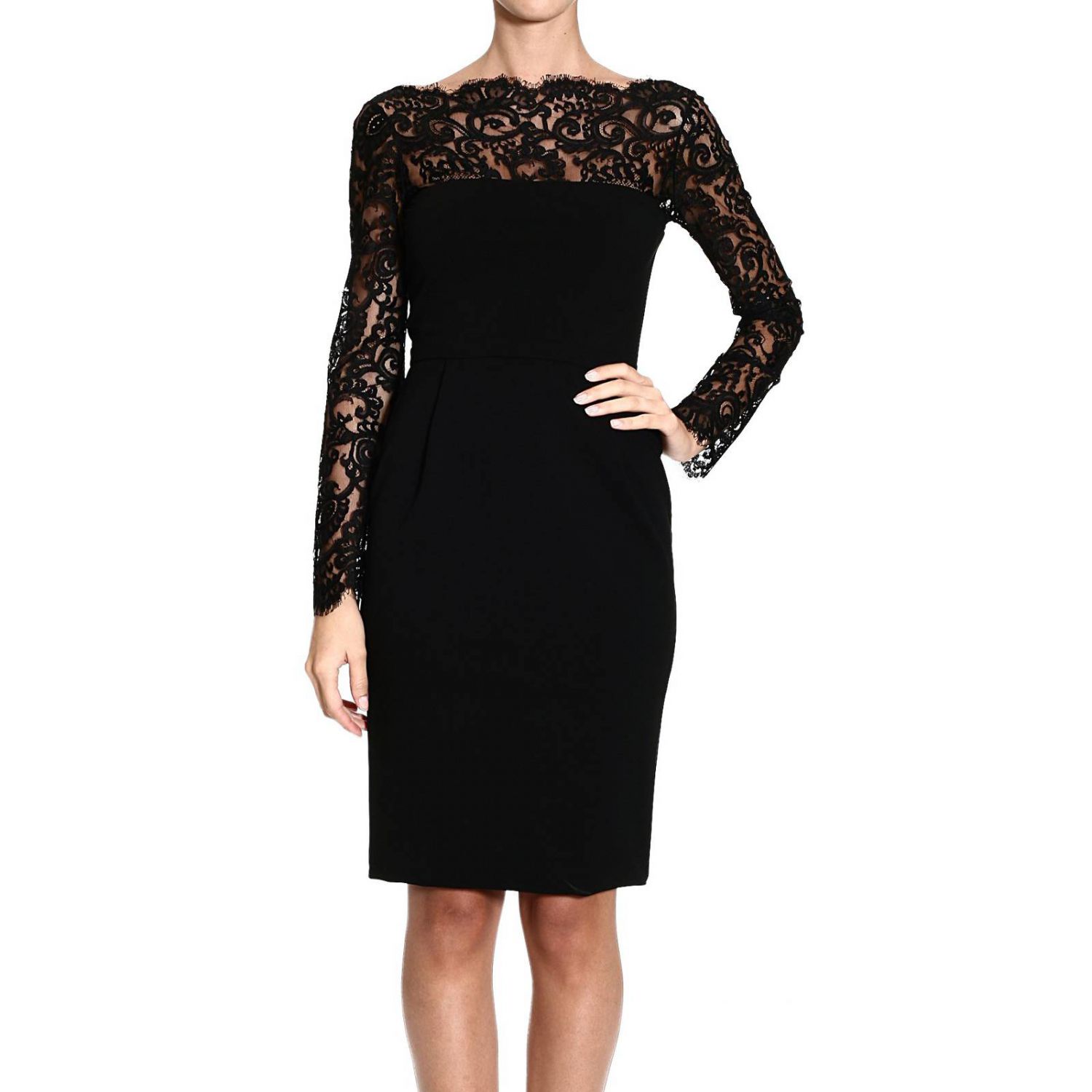 Gucci Dresses Long Sleeve Lace Jersey in Black | Lyst