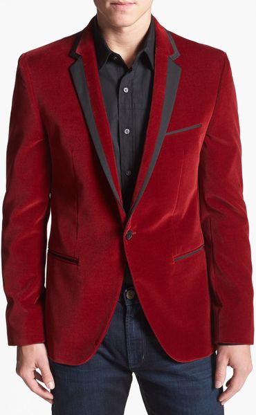 Hugo Askell Trim Fit Velvet Dinner Jacket in Red for Men | Lyst