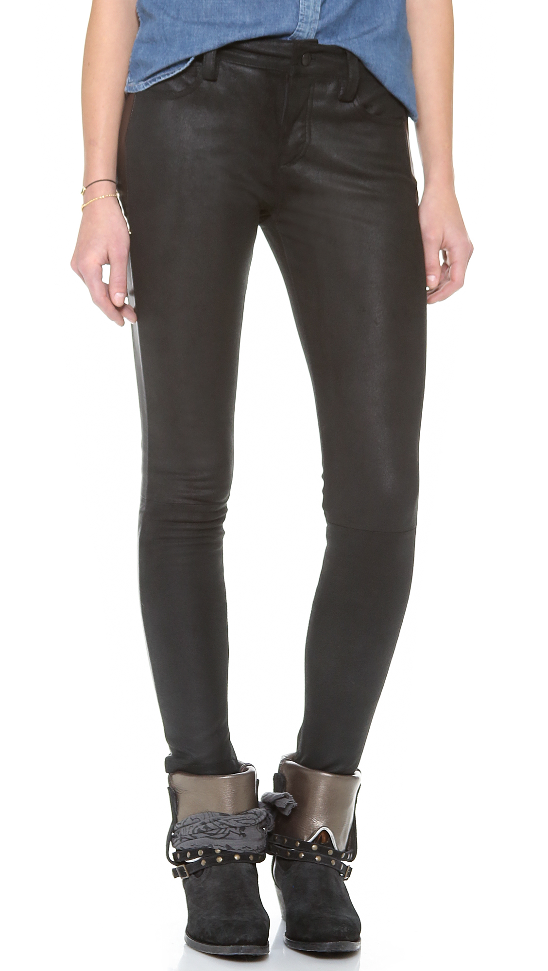 skinny black leather jeans