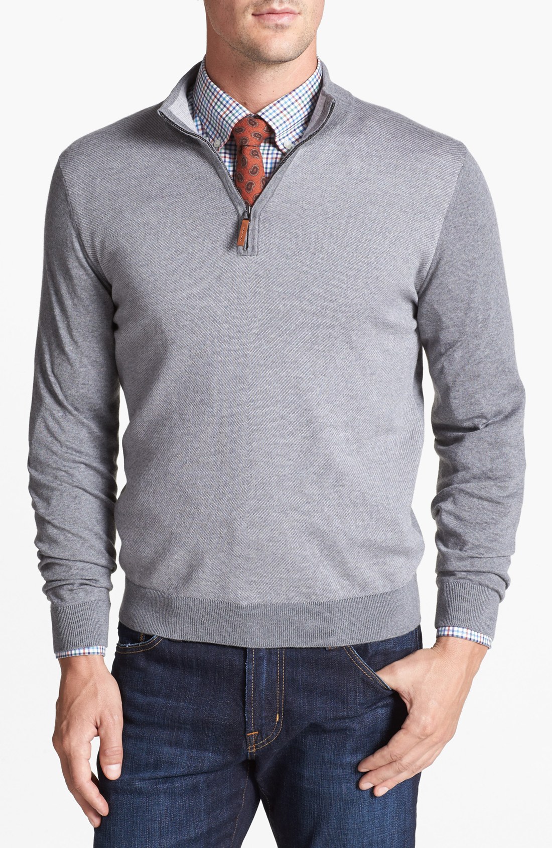 John W. Nordstrom® Quarter Zip Merino Wool Sweater in Gray for Men ...