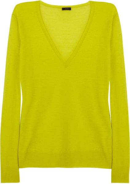 Joseph Fine knit Cashmere Sweater in Green (Lime green) | Lyst