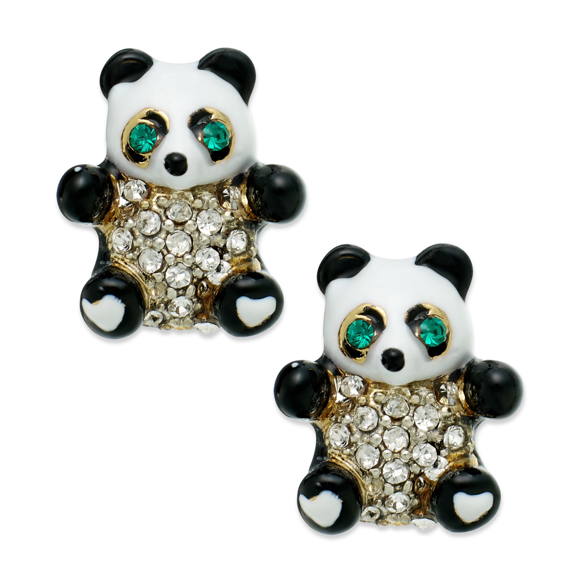 Juicy Couture Gold-tone Panda Bear Stud Earrings in Black (No Color) | Lyst