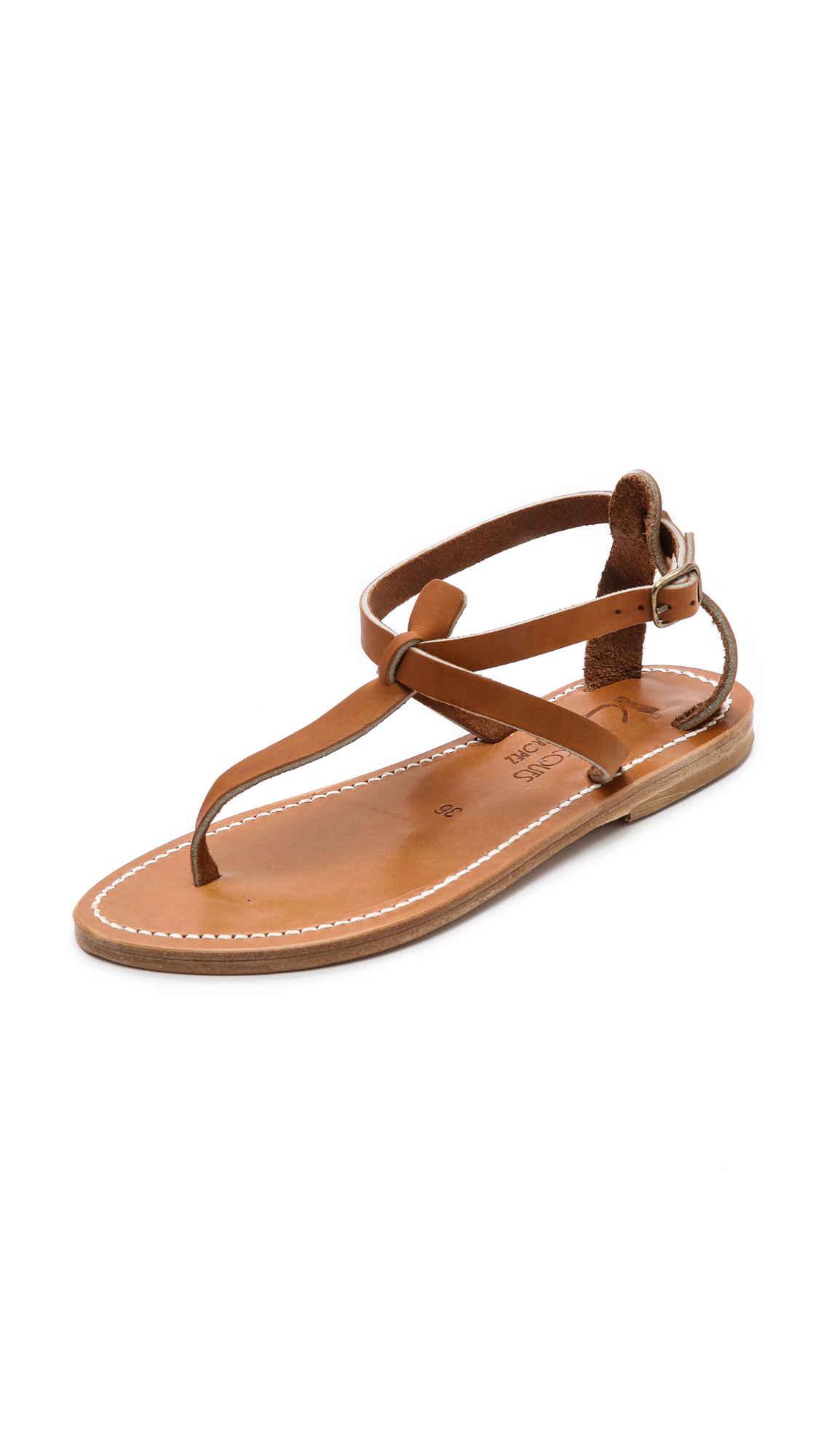 K. Jacques Buffon Tstrap Sandals in Brown (Pul Natural) | Lyst