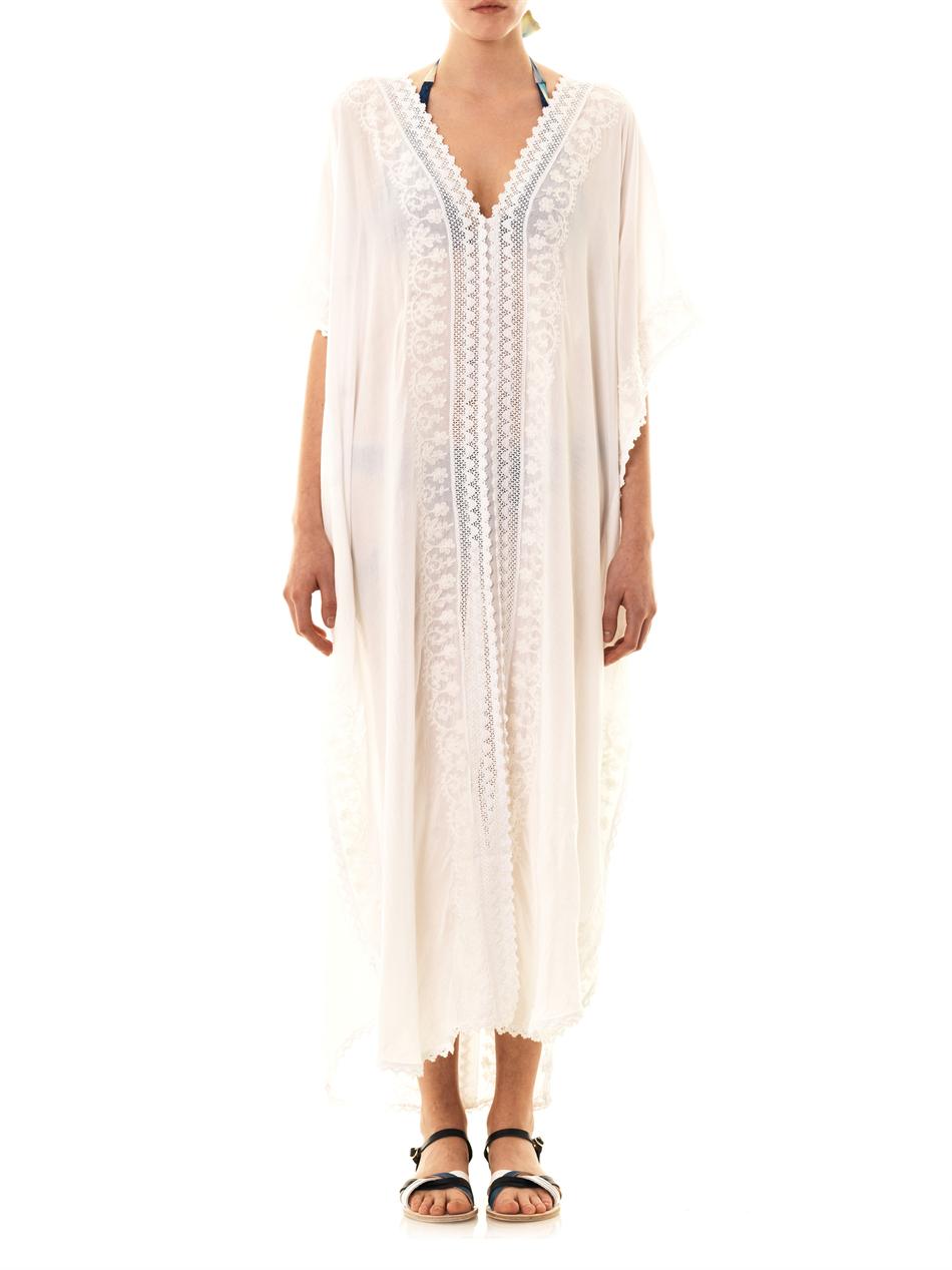 Melissa Odabash Robyn Embroidered Kaftan in White | Lyst