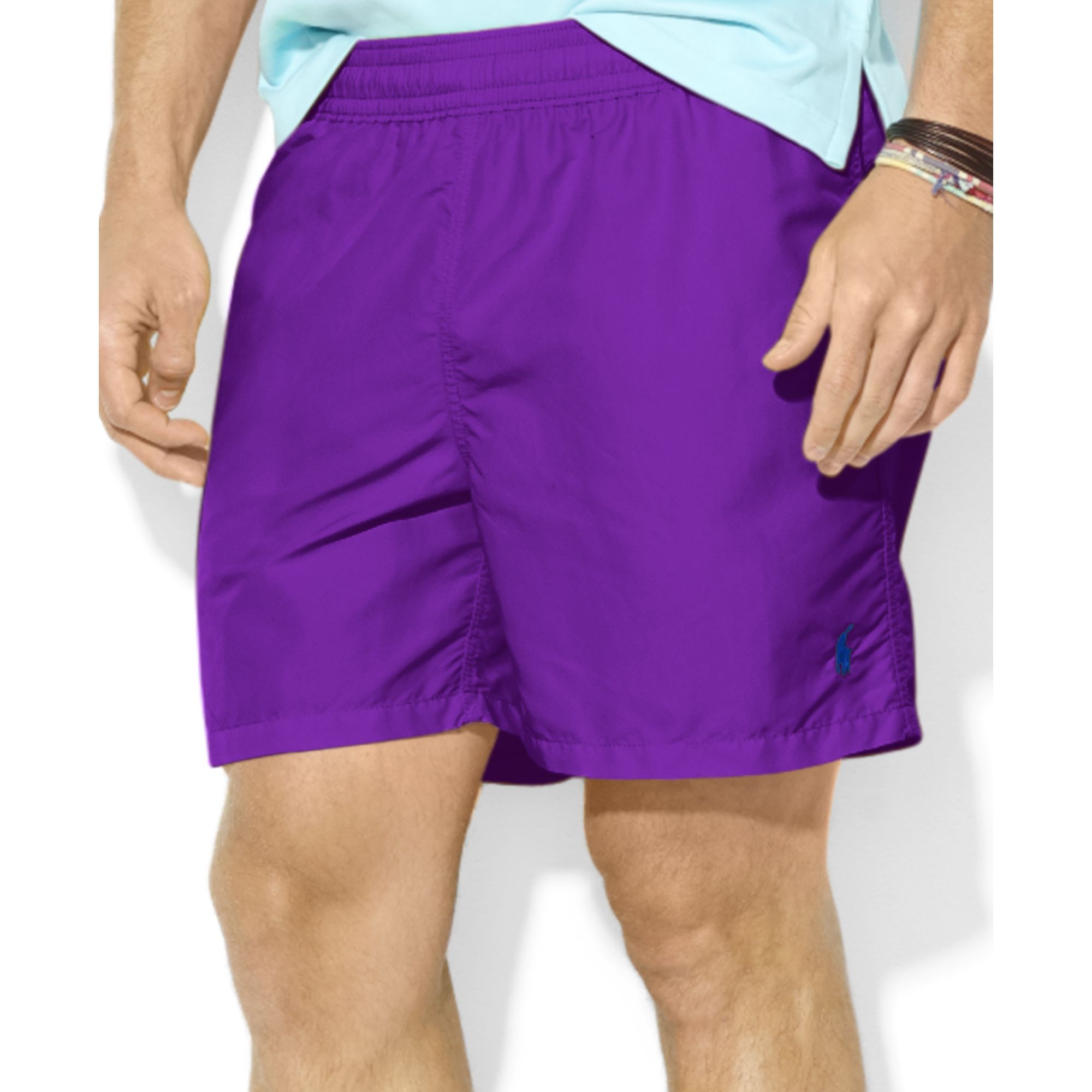 Lyst Ralph Lauren Polo Hawaiian Solid Swim Shorts In Purple For Men
