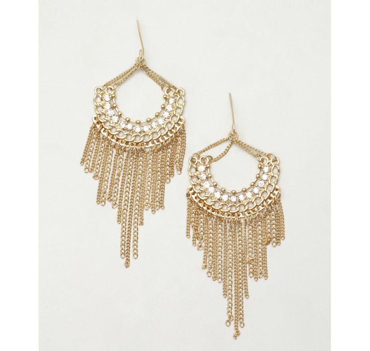 Lyst Sparkling Sage Gold And Crystal Fringe Chandelier Earrings In Gallery