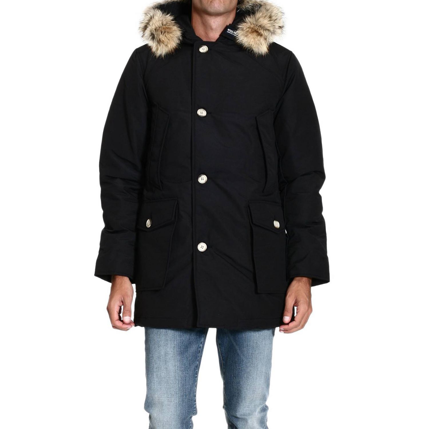 Woolrich Down Jacket Artic Parka Nylon with Fur Hood in Black for Men ...