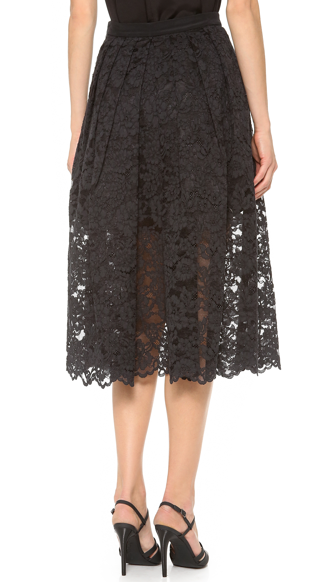 Lyst - Tibi Lace Party Skirt in Black