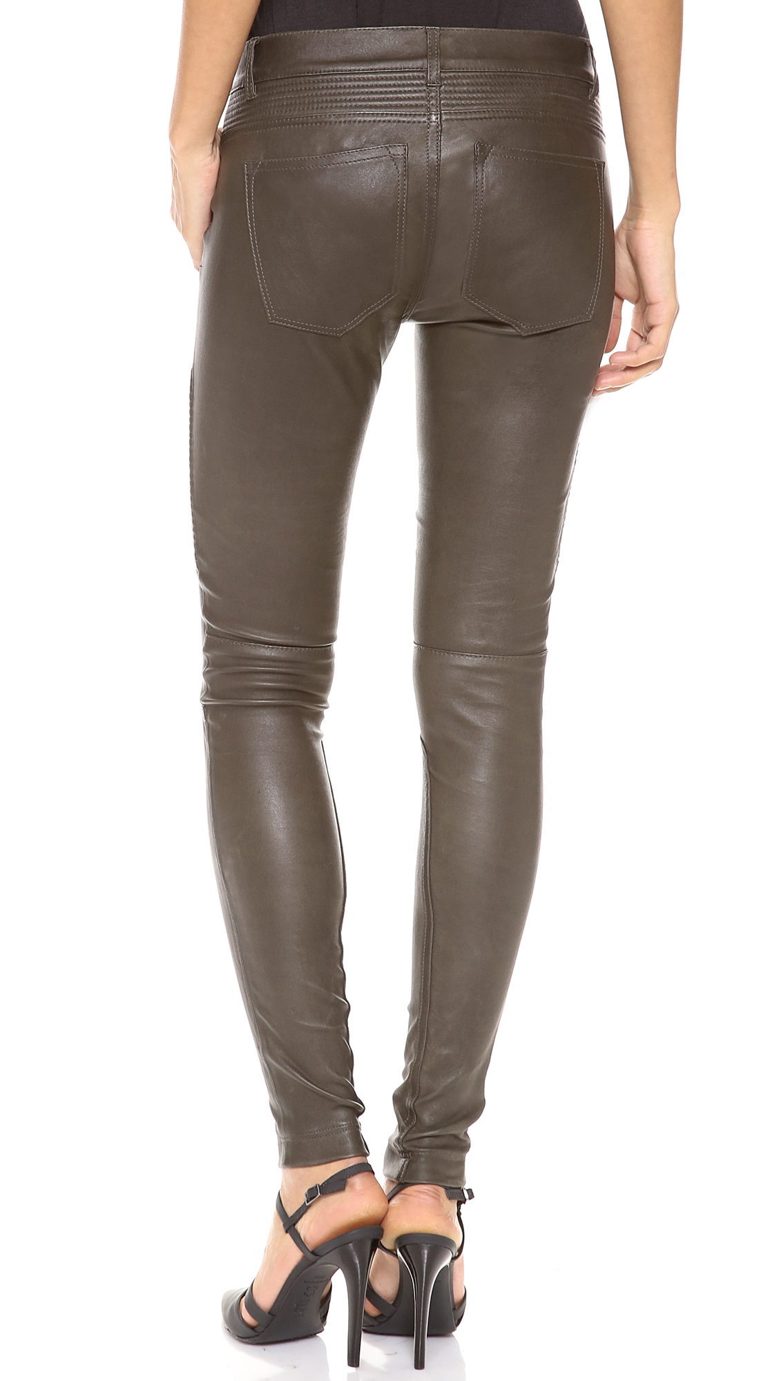 Lyst - Vince Leather Moto Pants in Natural