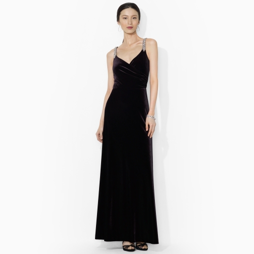 Lyst - Lauren by ralph lauren Velvet Evening Gown in Black