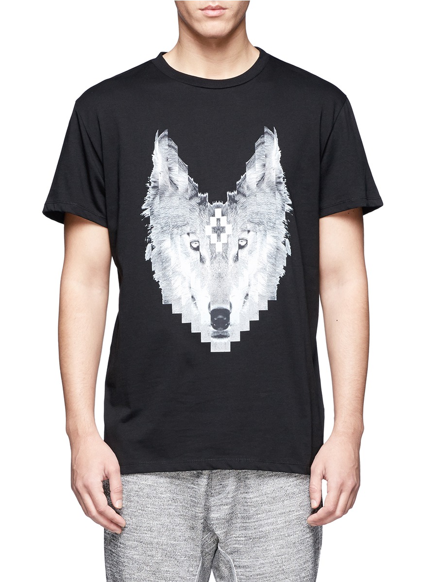 Lyst - Marcelo Burlon Philly Wolf Print Cotton Tshirt in Black for Men