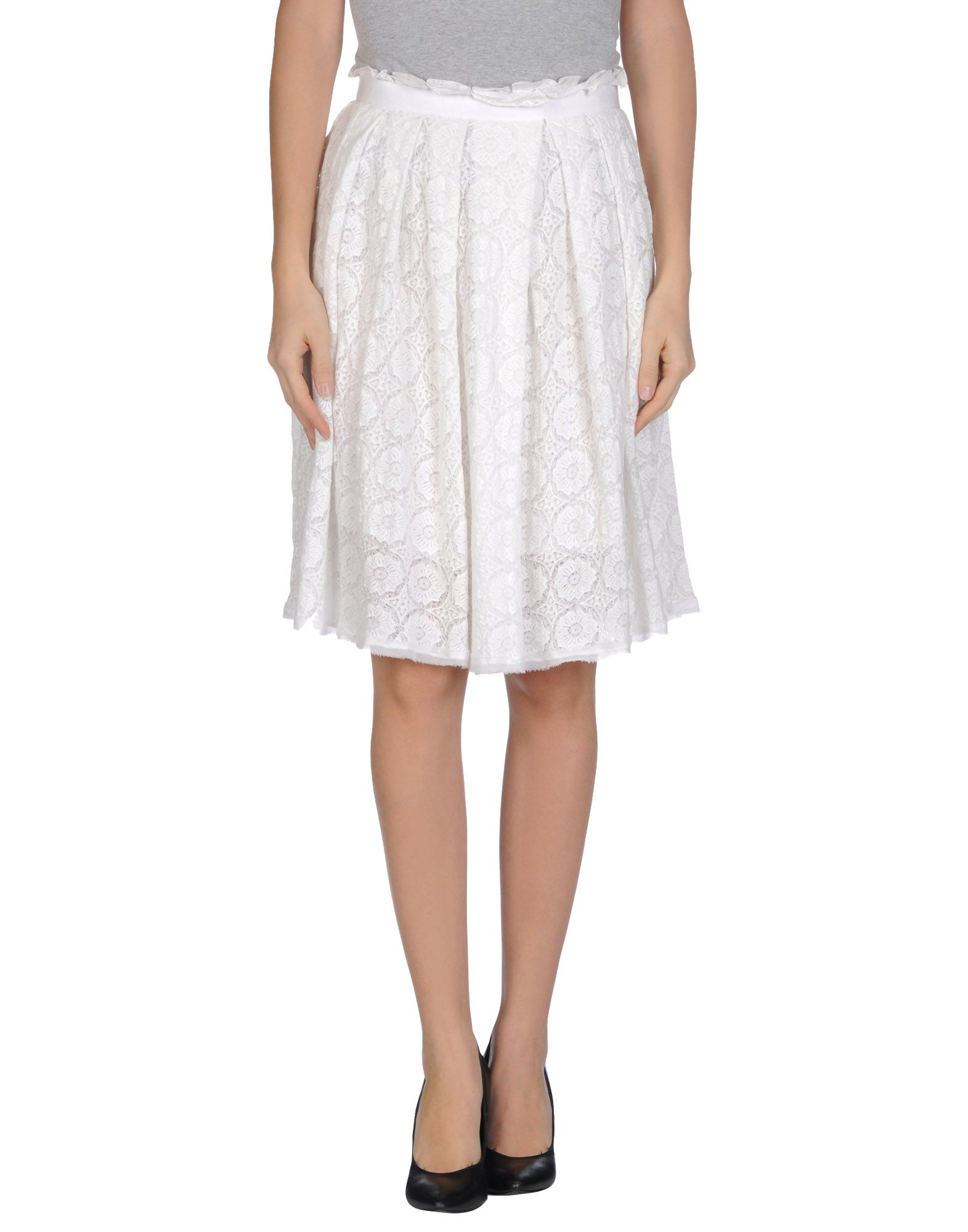 Purotatto Knee Length Skirt In White Lyst 2935