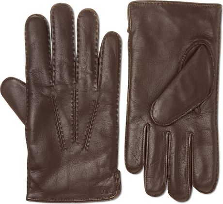 Ralph Lauren Cashmere Lined Leather Gloves in Brown for Men (Circuit ...