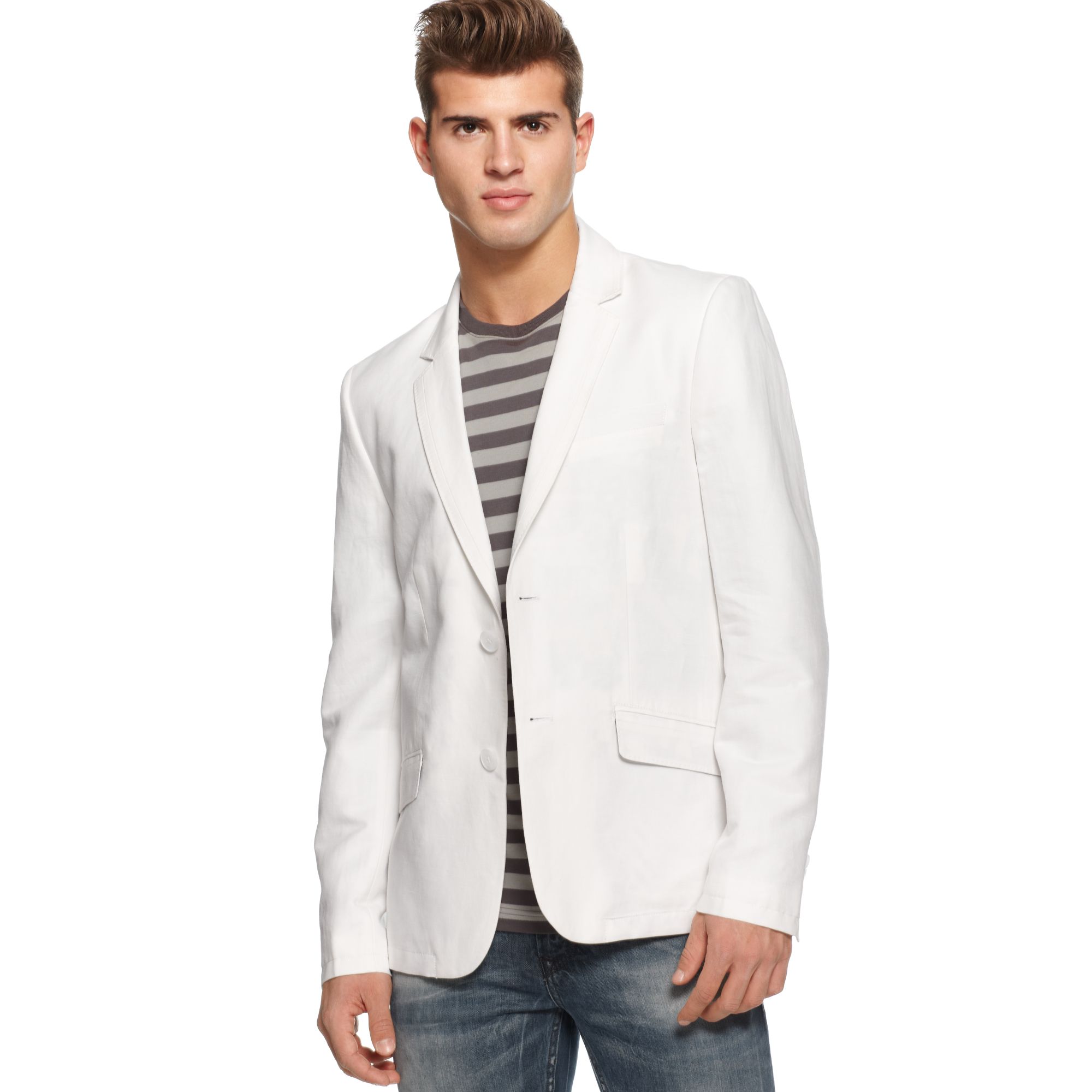 Guess Jacket Horizon Linenblend Blazer in White for Men (Optic White ...