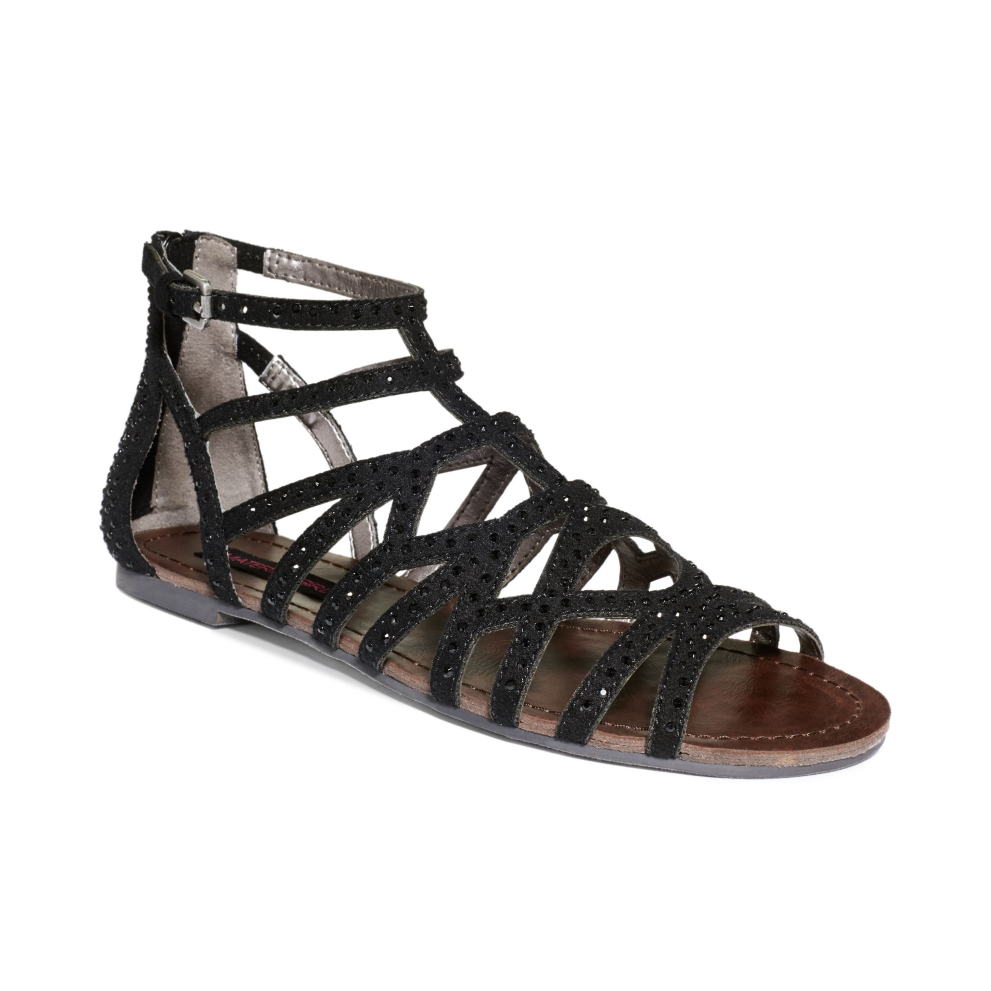 Material girl Aries Gladiator Flat Sandals in Black | Lyst