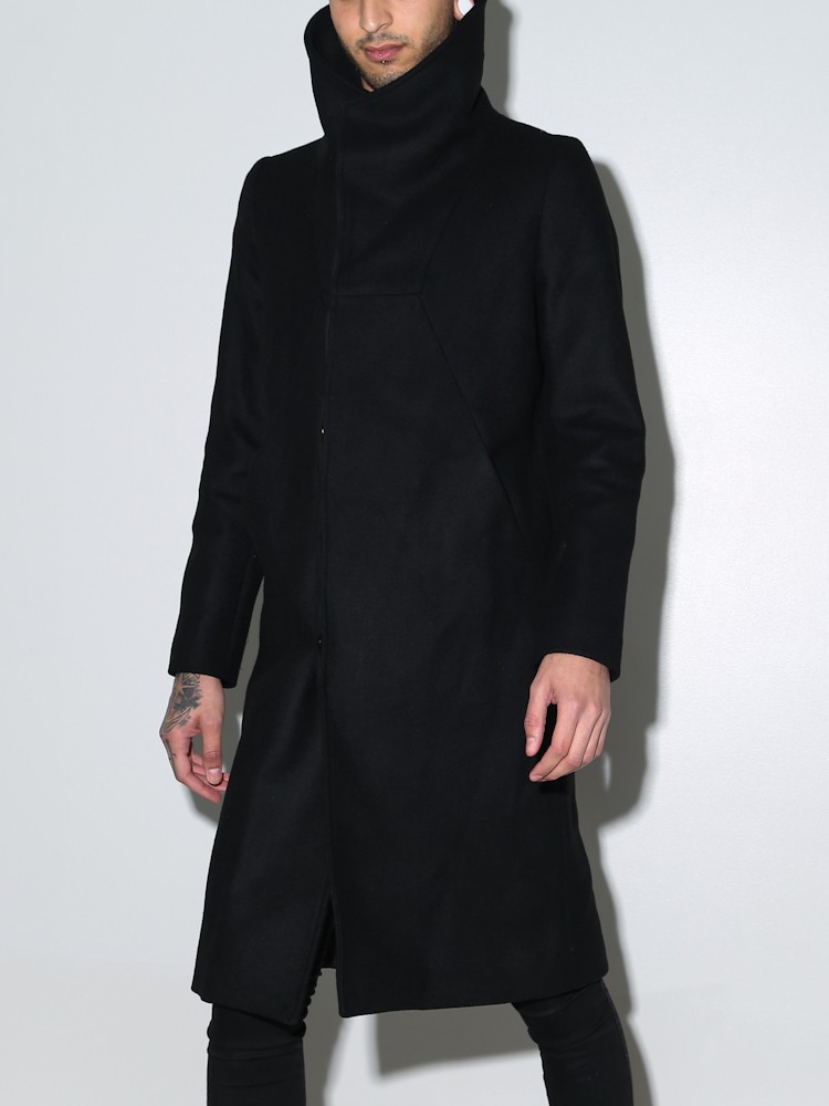 Lyst Oak Funnel Neck Coat Black in Black for Men