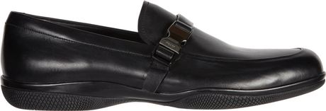 Prada Seatbelt Loafers in Black for Men (silver) | Lyst