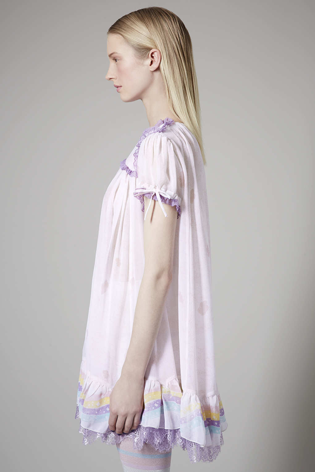 Lyst Rainbow Print Babydoll Dress in Pink