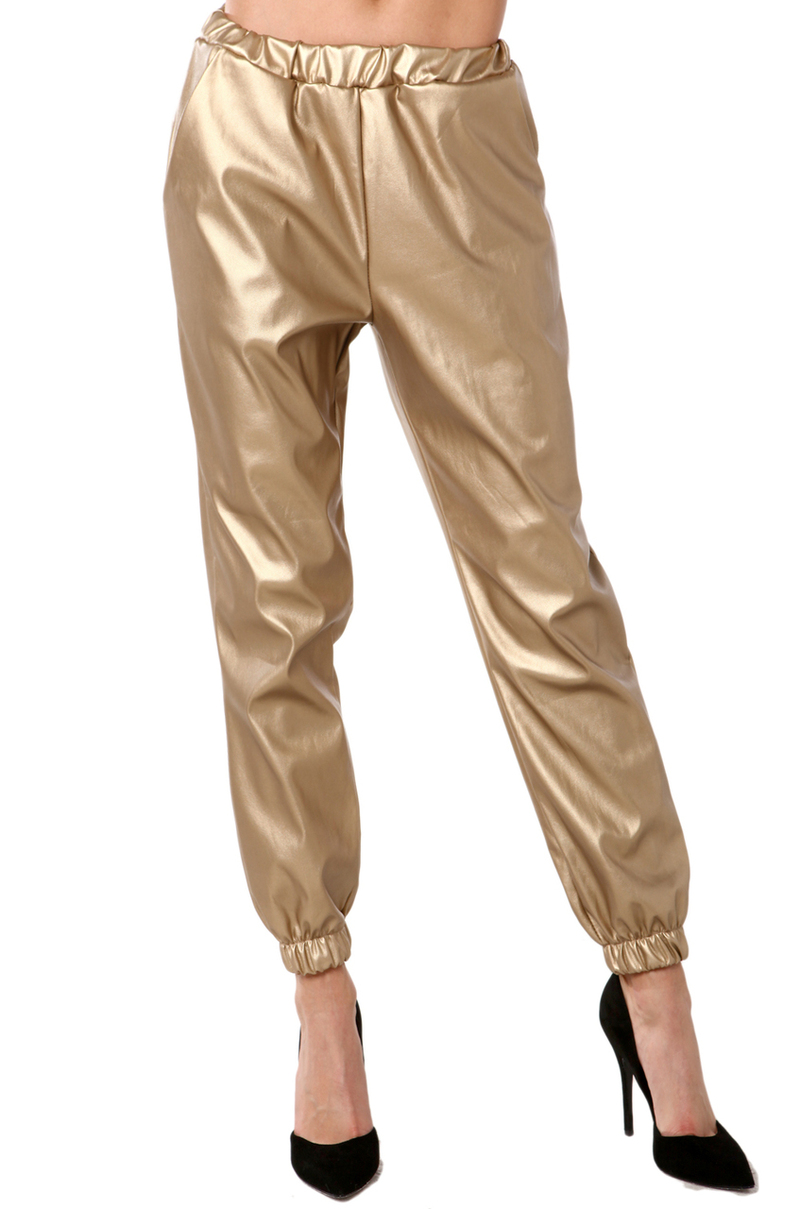 gold jogger pants