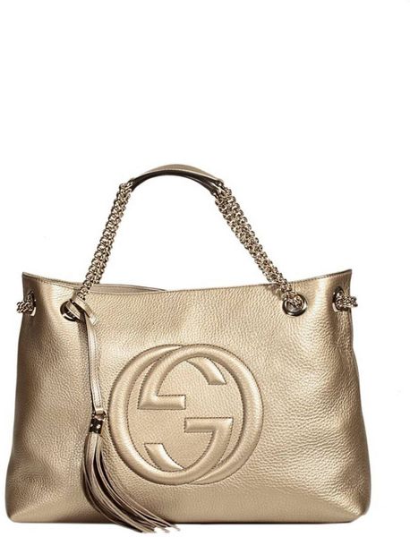 Gucci Handbag Soho Shopping Metal with Chain Handles in Gold | Lyst