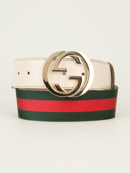 Gucci Logo Buckle Belt in Beige for Men (green) | Lyst