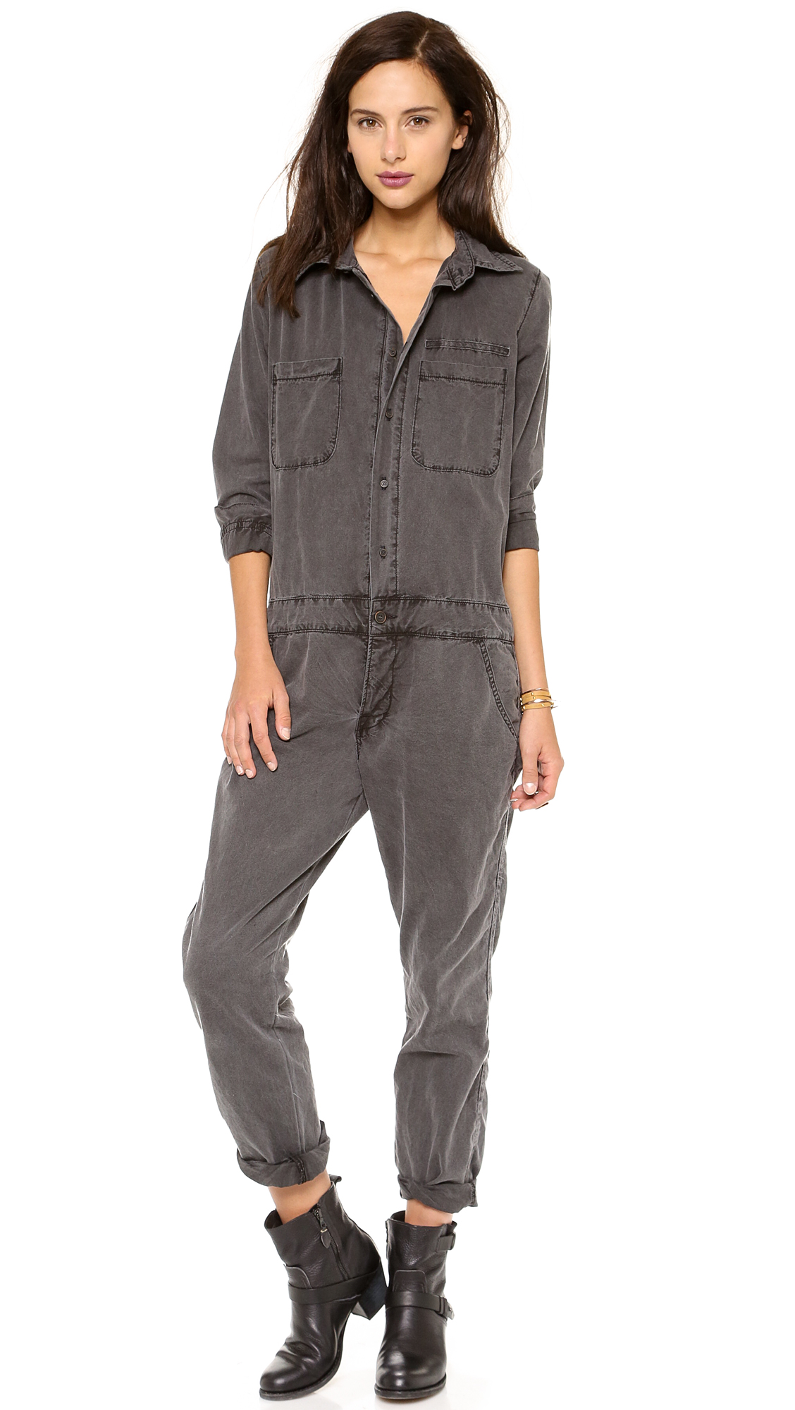 Lyst - Bliss And Mischief Mechanic Jumpsuit in Gray