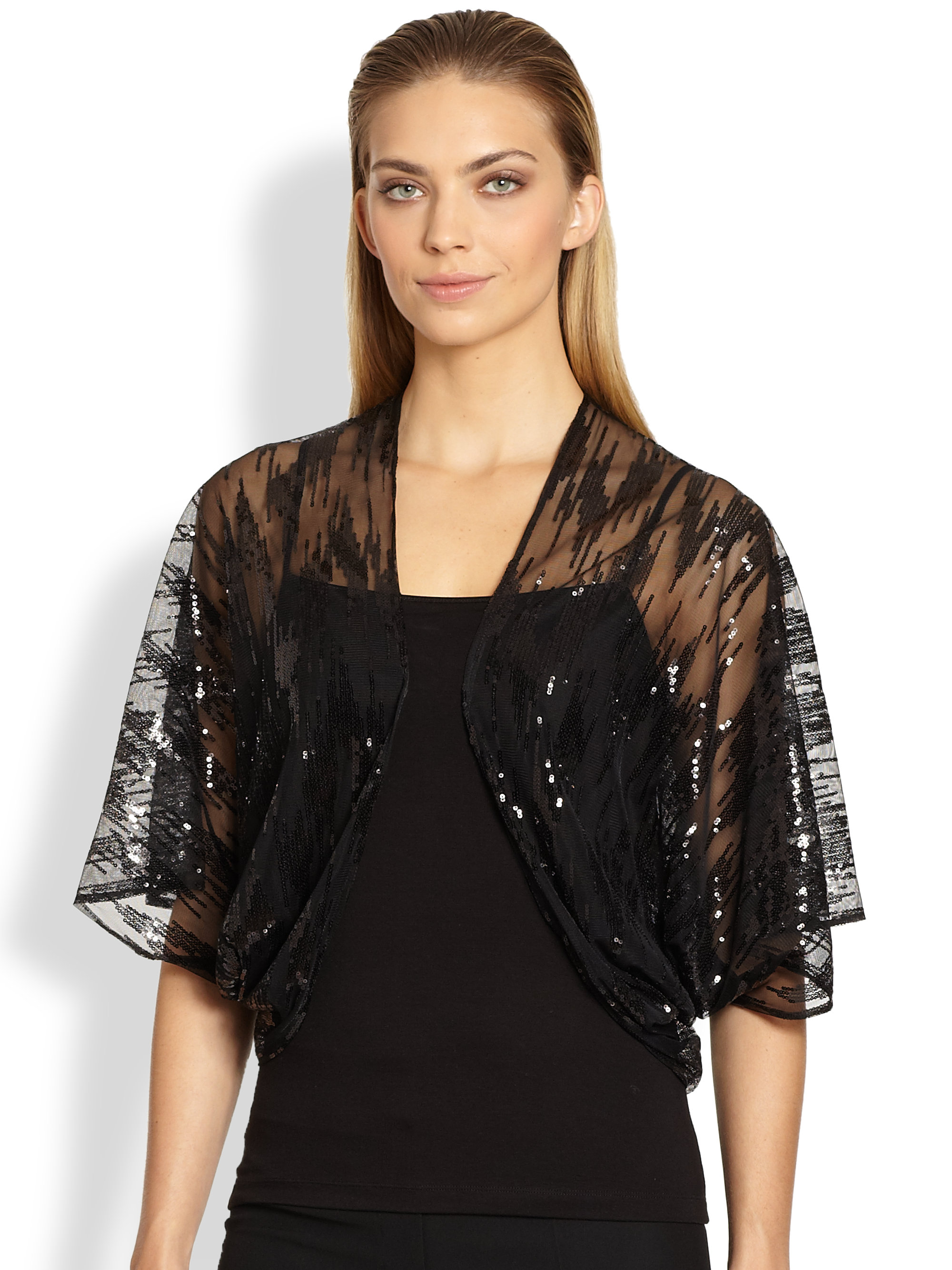 Lyst - Armani Sequined Tulle Shrug in Black