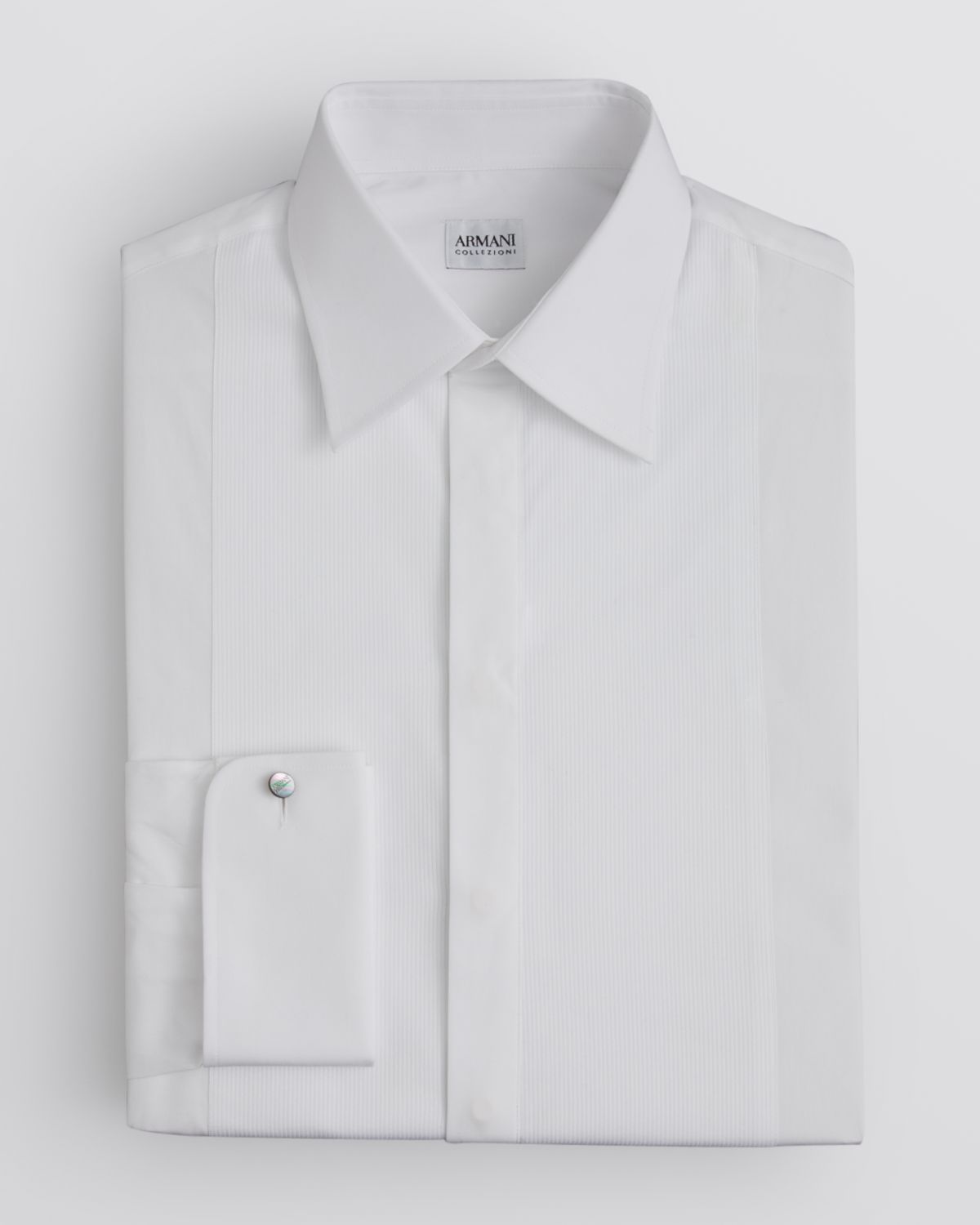 Armani Fly Front Pleated Tuxedo Dress Shirt - Regular Fit in White for ...