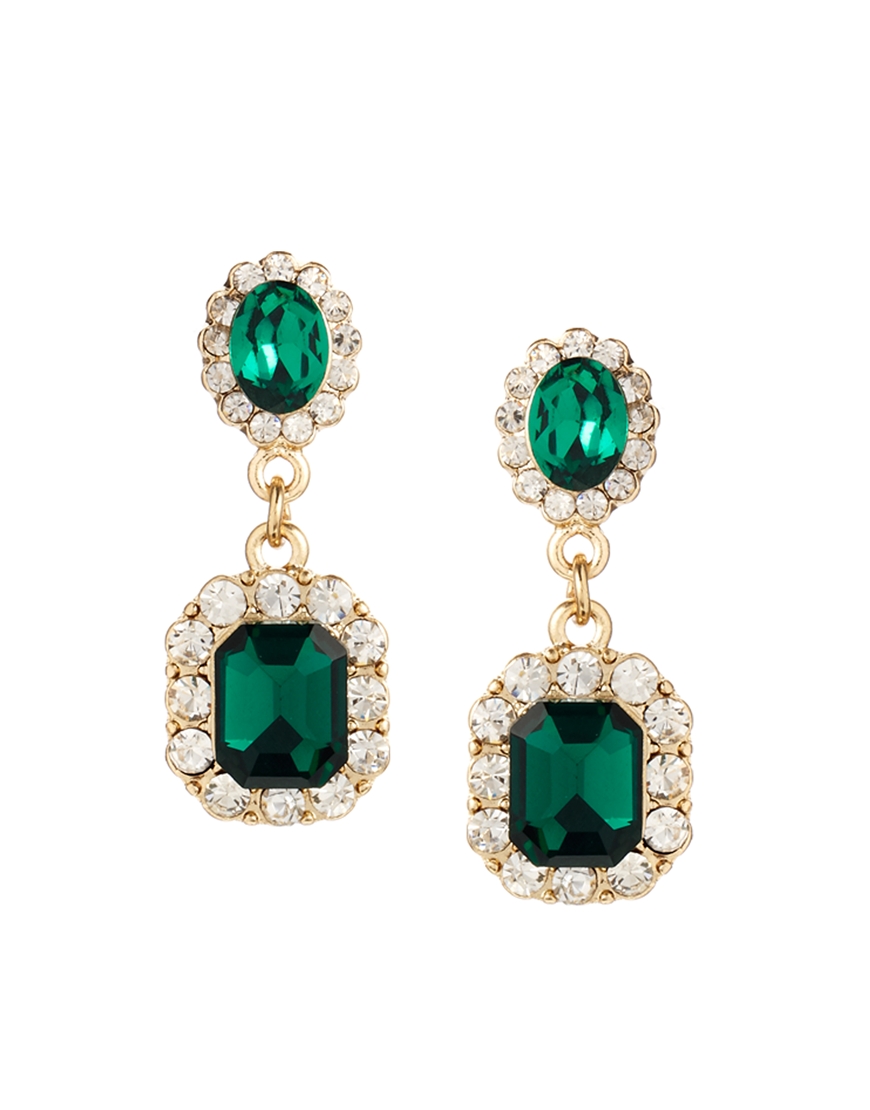 Jewel Drop Earrings Best All Earring Photos Kamilmaciol Com Lyst Asos Vine Look Jewel Earrings In Green Crown Drop