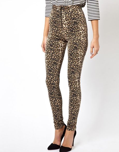 Asos High Waisted Jeggings In Leopard Print With Exposed Front Zip in ...