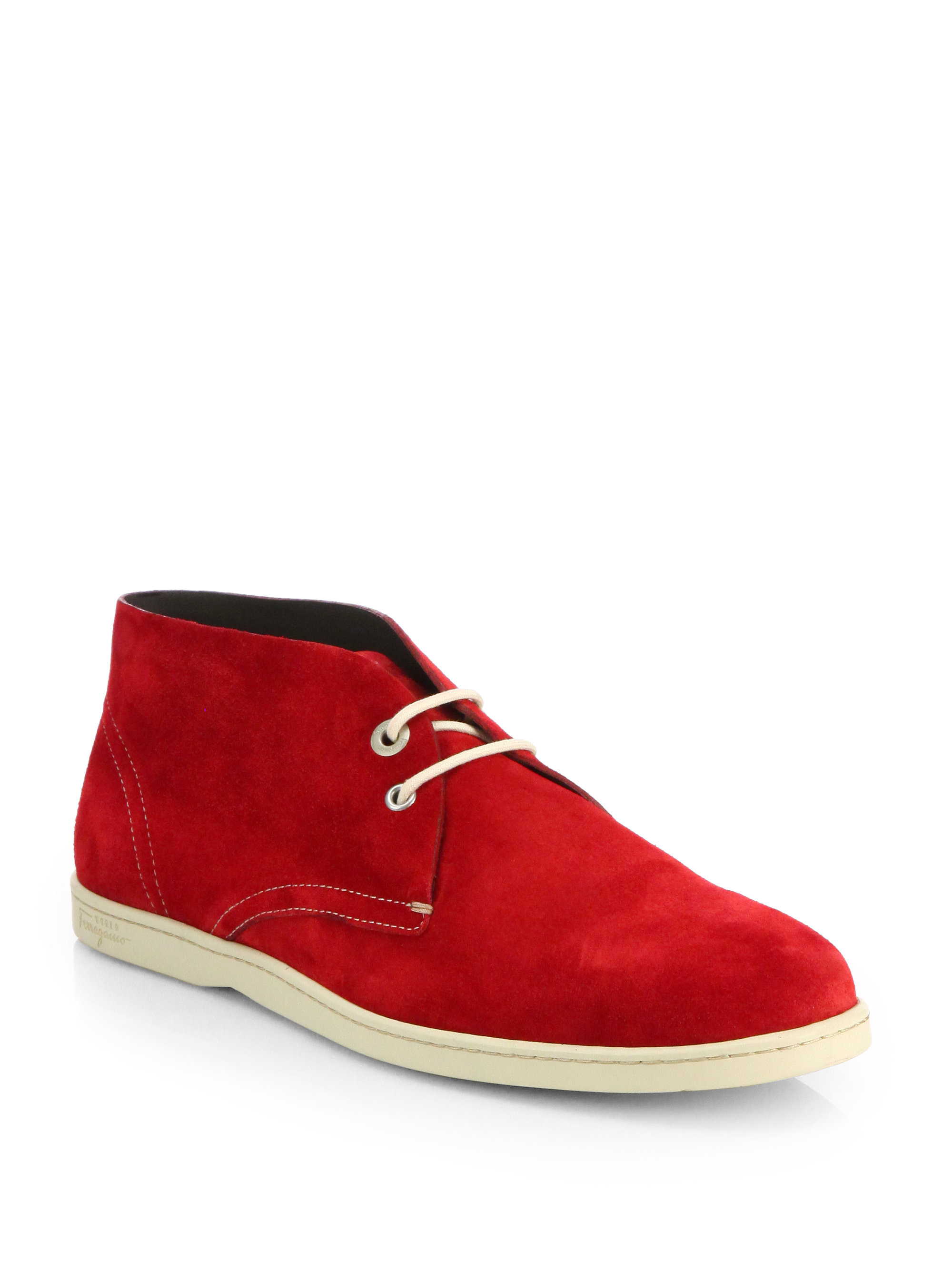Ferragamo Rico Suede Chukka Boots in Red for Men | Lyst