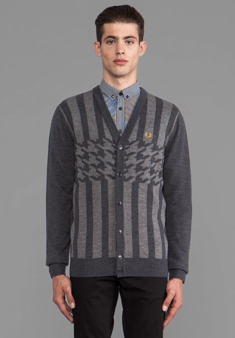 Fred Perry 45s Knitted Cardigan in Gray in Gray for Men (Graphite Marl ...
