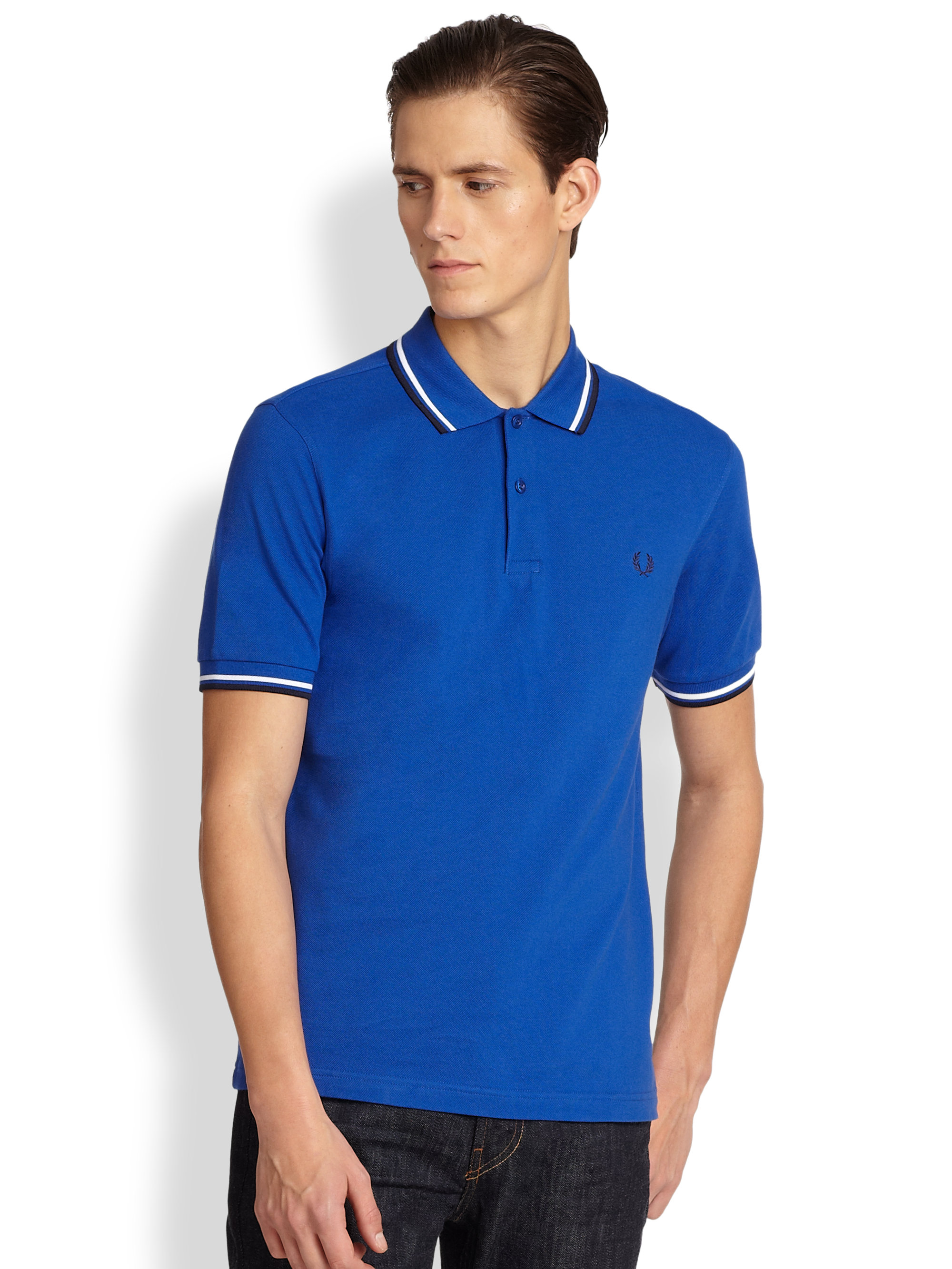Lyst - Fred Perry Twin Tip Pique Polo Shirt in Blue for Men