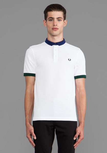 Fred Perry Block Collar Shirt in White in Blue for Men (White) | Lyst