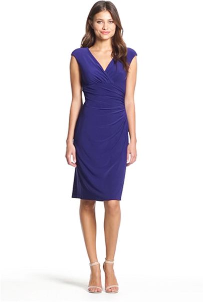 Lauren By Ralph Lauren Faux Wrap Jersey Dress in Purple (Opulent Purple ...