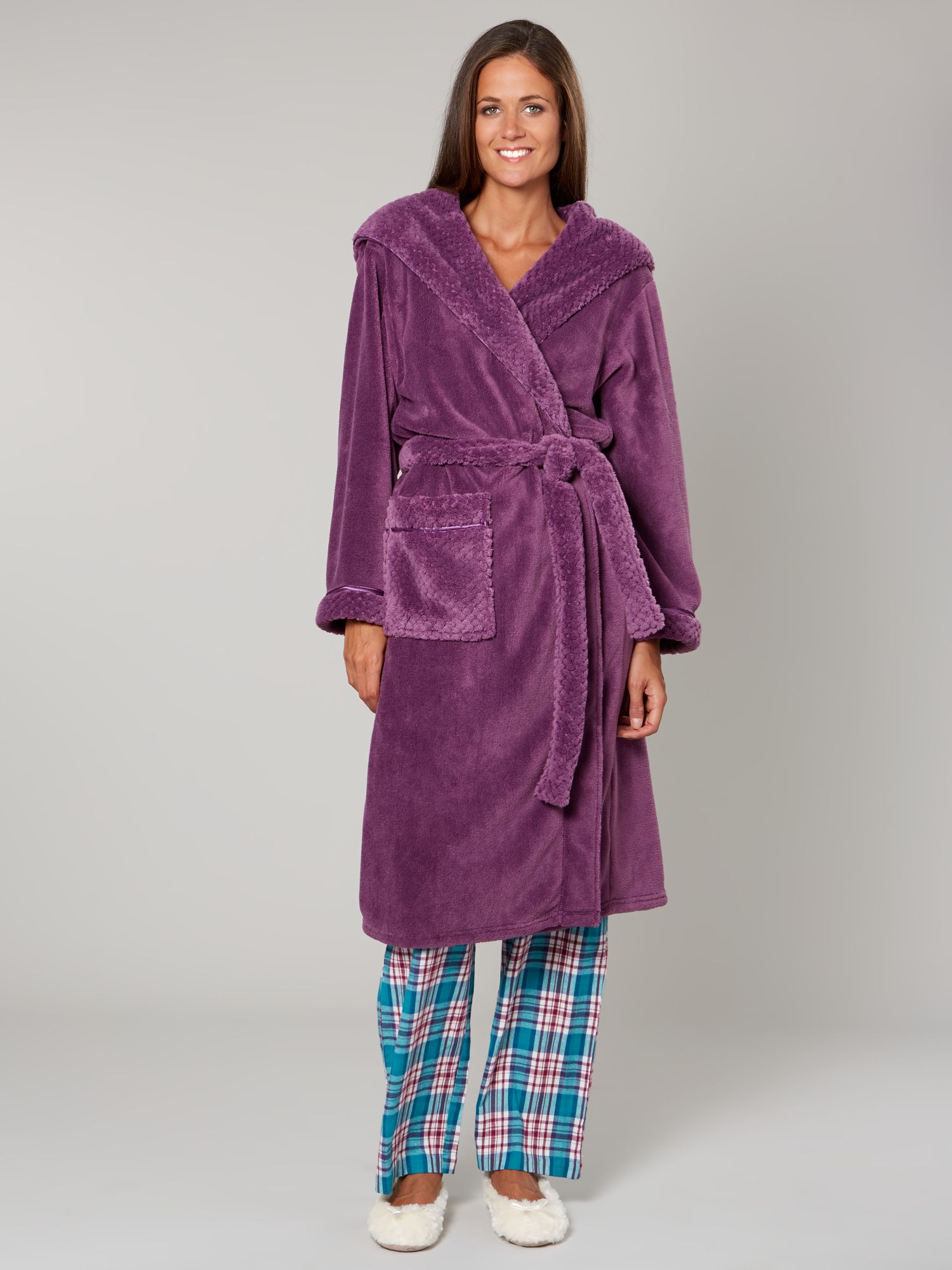 Linea Cosy Soft Robe With Hood in Purple (Mauve) | Lyst