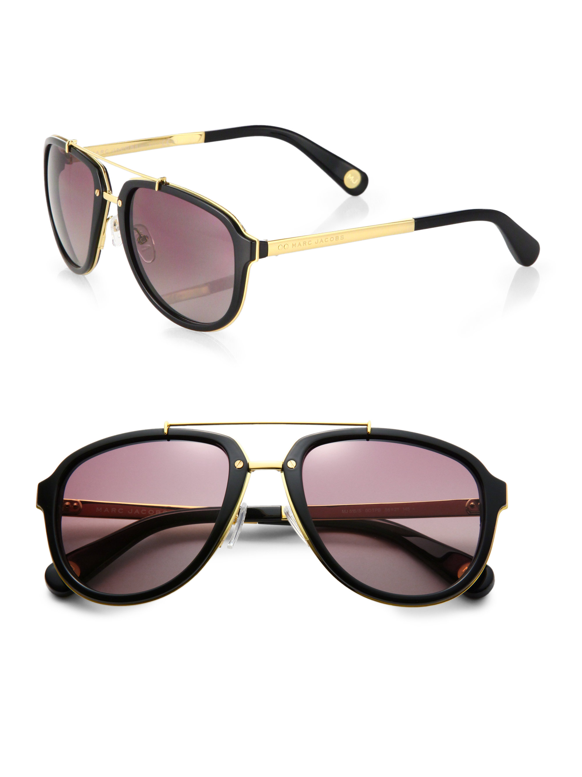 Marc jacobs Plastic Metal Aviator Sunglasses in Black Lyst