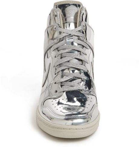 Nike Dunk Sky Hi Hidden Wedge Sneaker in Silver (Metallic Silver/ White ...